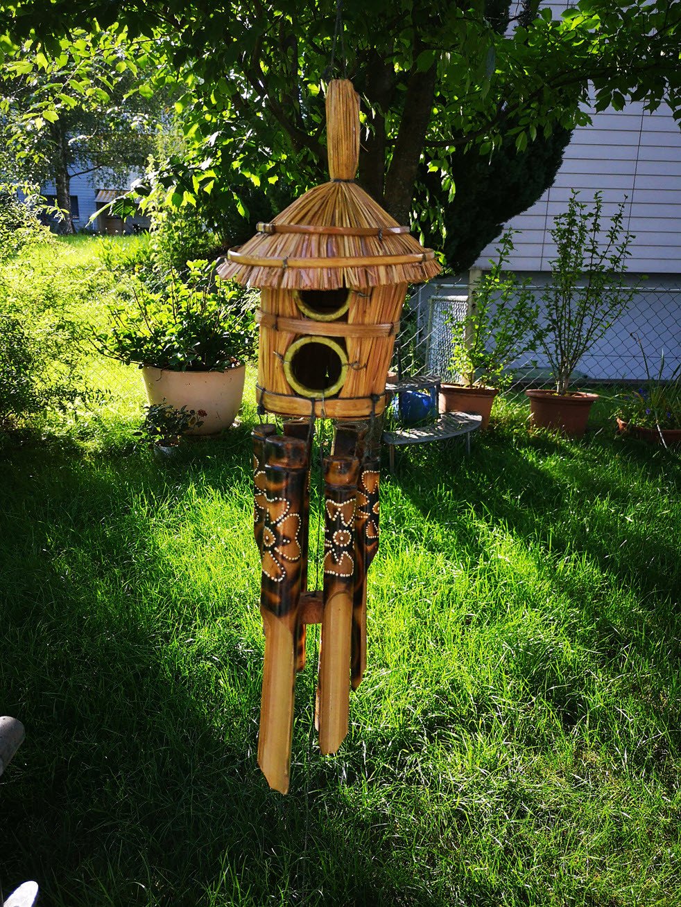 Bambus Windspiel - Vogelhaus 2-stckig